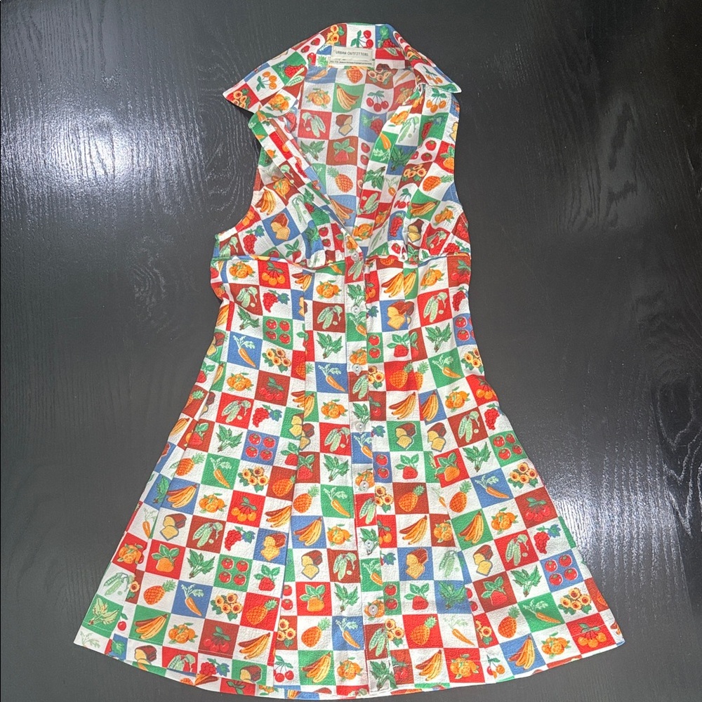UO Tia Multi Fruit Print Mini Dress